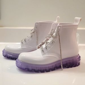 Melissa White/ Clear Combat boot